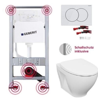 WC Element mit Geberit Spülkasten   Wand  WC Sitz Be. Platte Delta ( 32 )