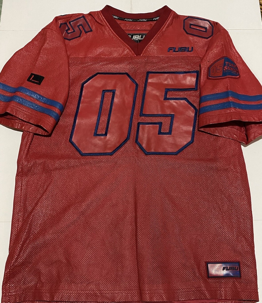Vintage Extremely RARE FUBU Red Leather Jersey Rap Hip Hop Serion