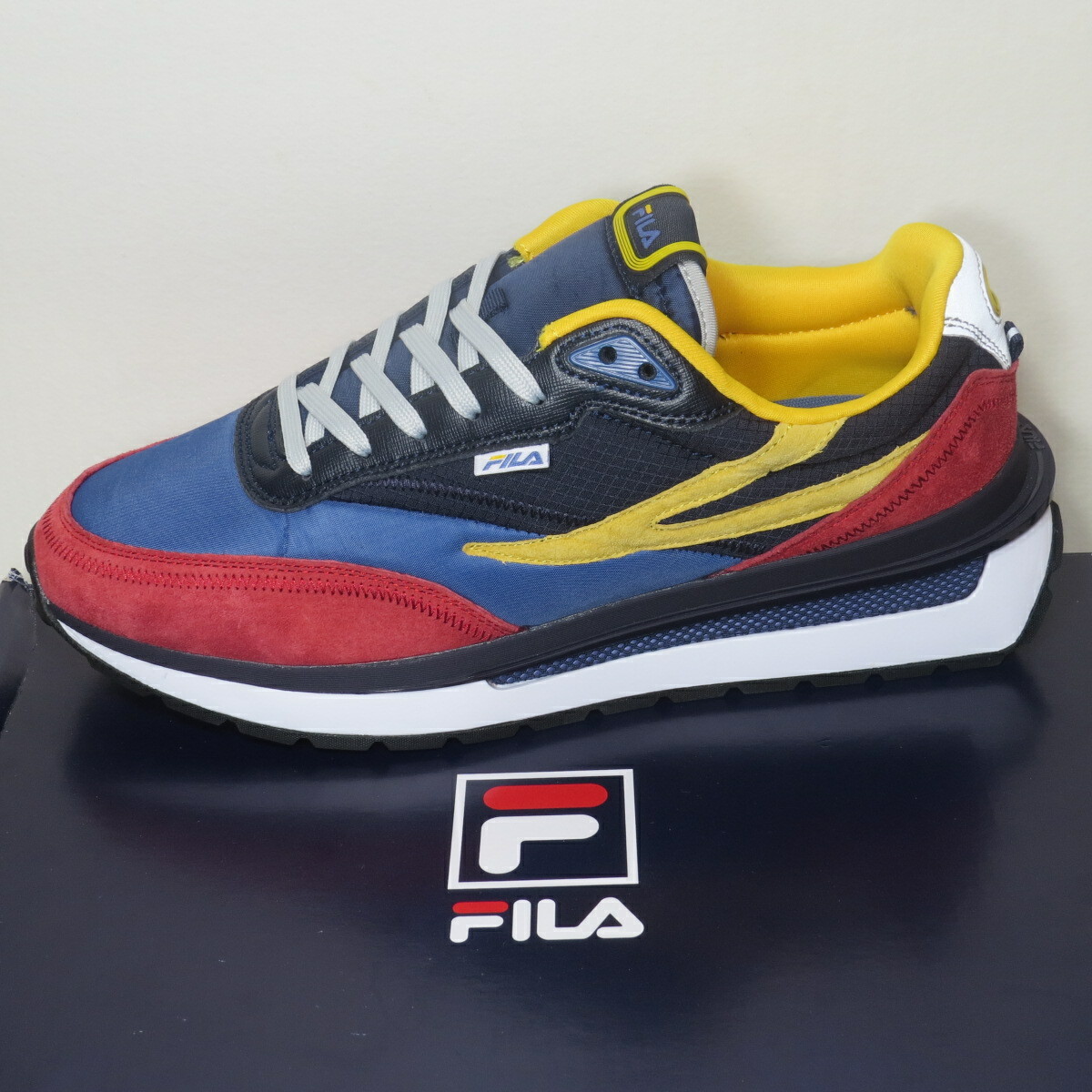 FILA Renno Red Suede Blue Yellow Retro Sneakers 1CM01537-471