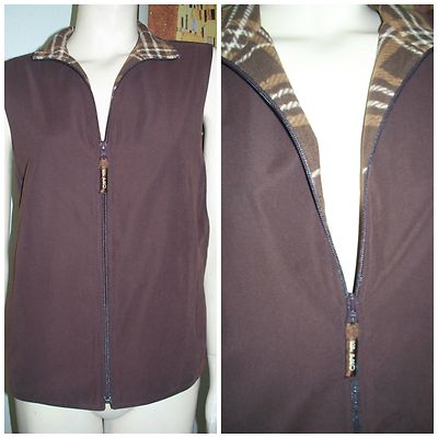 EP Pro Women's Golf Ultra Soft Brown Full Zip Up Fleece Lined Vest Medium