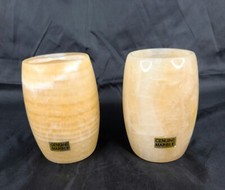 Genuine Heavy Beige Marble Stone Tumbler Cup Toothbrush Holder 3" 4.5"