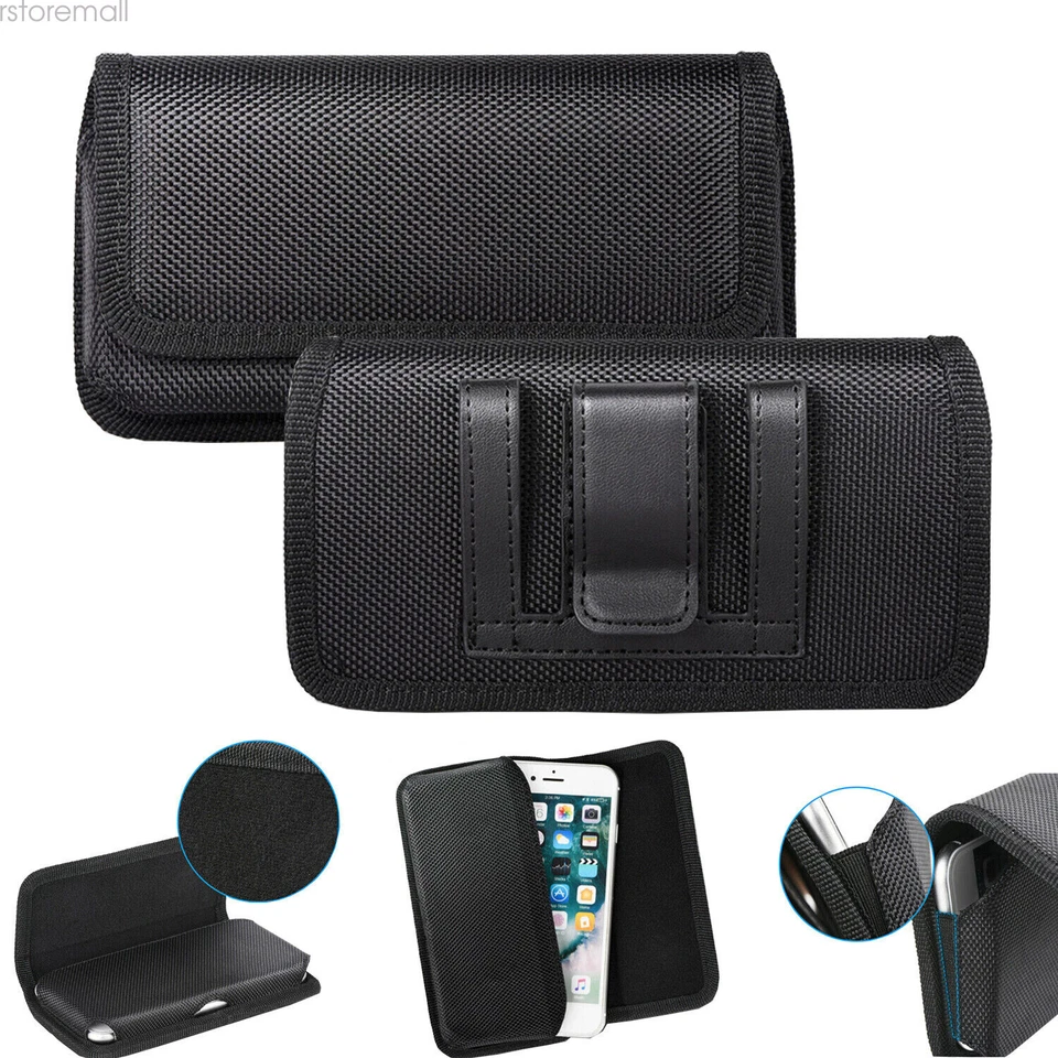 For iPhone Samsung Phone Case Leather Belt Clip Pouch Holster Carry Cover Case - Image 3 of 4