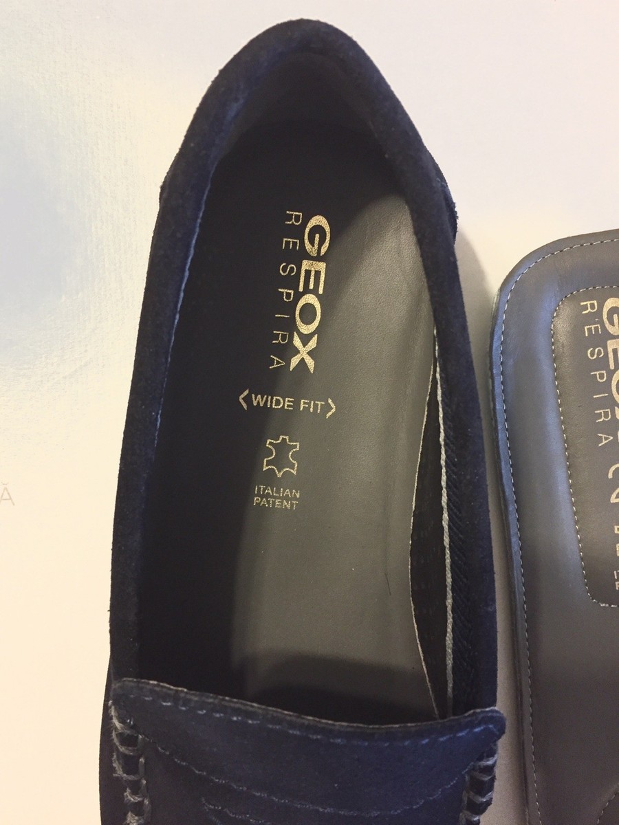New Geox Men Suede Moccasins Loafers 2 Fittings Wide Navy  display picture 3
