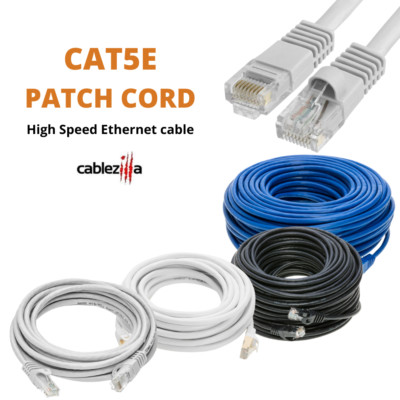 Cat5e Patch Cord Network Cable Ethernet LAN Cat5 RJ45 UTP 1.5 FT - 200 FT LOT