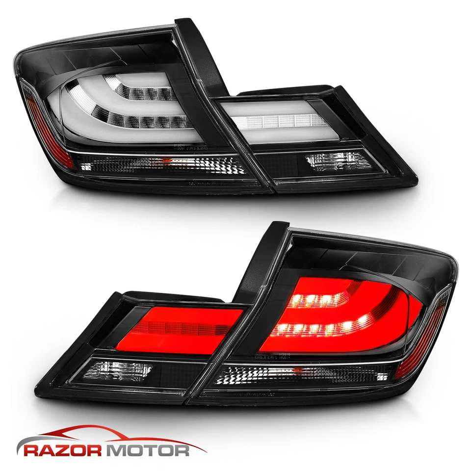 Par de luces traseras LED negras/claras para Honda Civic 2013 2014 2015 sedán de 4 puertas Foto 3 de 4