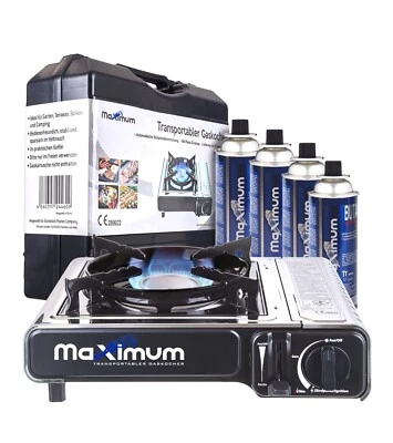 MAXIMUM/MAXSUN MaXimum | Maxsun Edelstahl Premium Gaskocher Set | tragbarer Campingkocher | Gas