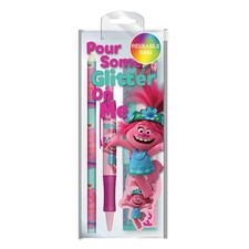 Juego de papelería genuino Trolls World Tour brillo borrador de lápiz regla sacapuntas