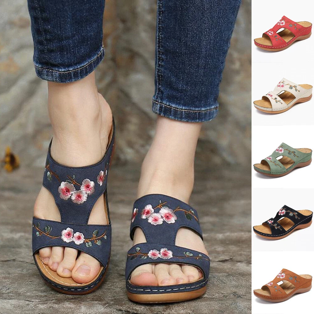 Orthopedic Flat Mules Summer Slippers Comfy Shoes Sandals Open Toe | eBay