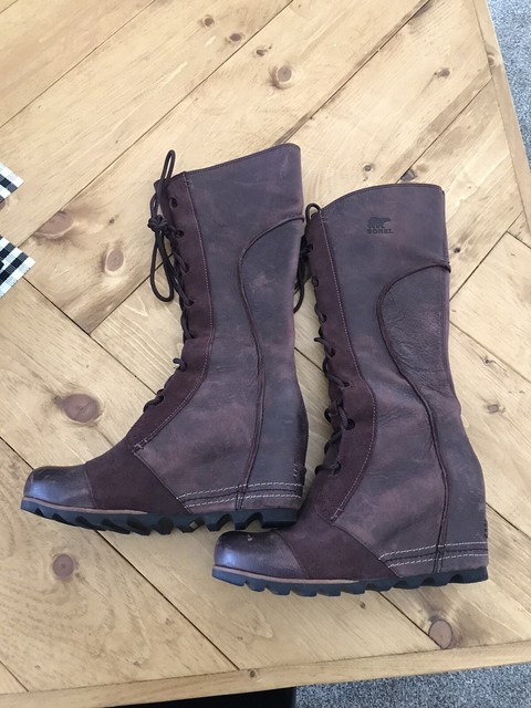 tall leather wedge boots