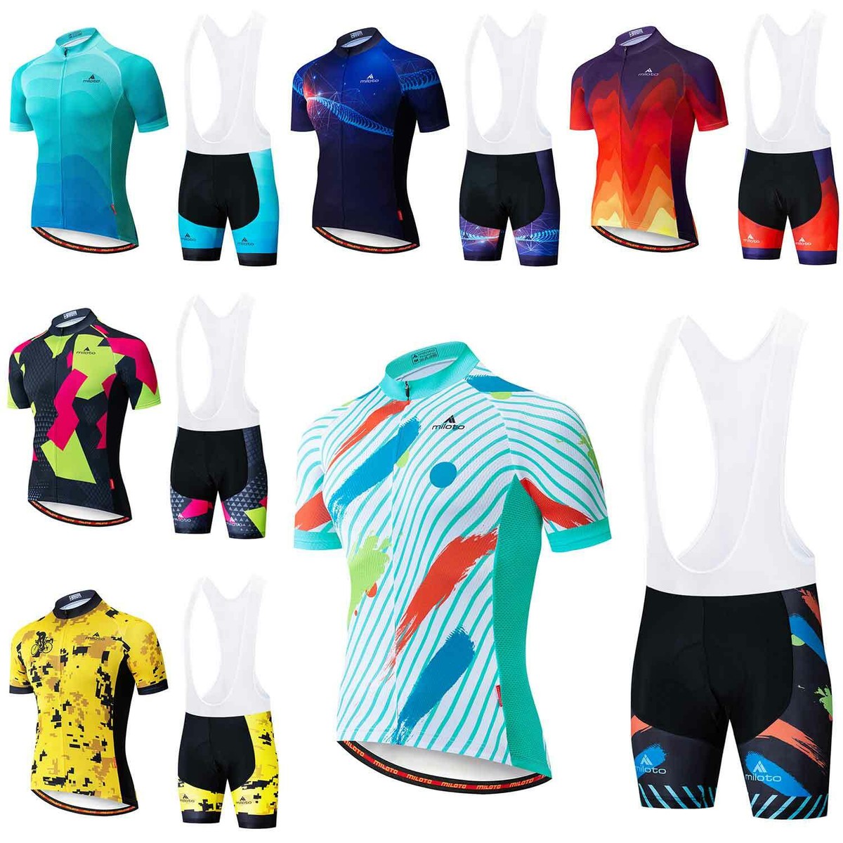 Kit Ciclismo Miloto Team – Maglia E Pantaloncini Con Fondello Uomo, Taglie Dalla S Alla 5XL