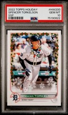 SPENCER TORKELSON SSP 2022 Topps Holiday #HW200 RC Image Variation PSA 10 Tigers