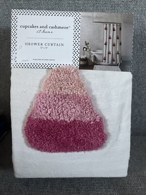 Halloween Tufted Pink Ombré Candy Corn Shower Curtain New