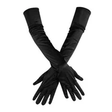 Bridal Prom Costume Adult Satin Gloves Black Solid Opera Length New Party