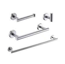 4-Piece Bathroom Hardware Set Robe Hook Toilet Paper Holder 2 Towel Bar 12A