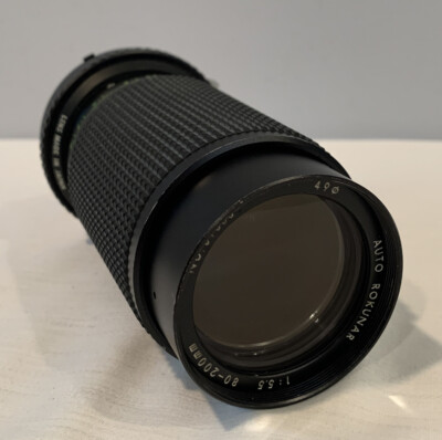 Vintage Rokunar Auto Lens 1:5.5 with 80-200mm Serial 818654 Excellent Condition