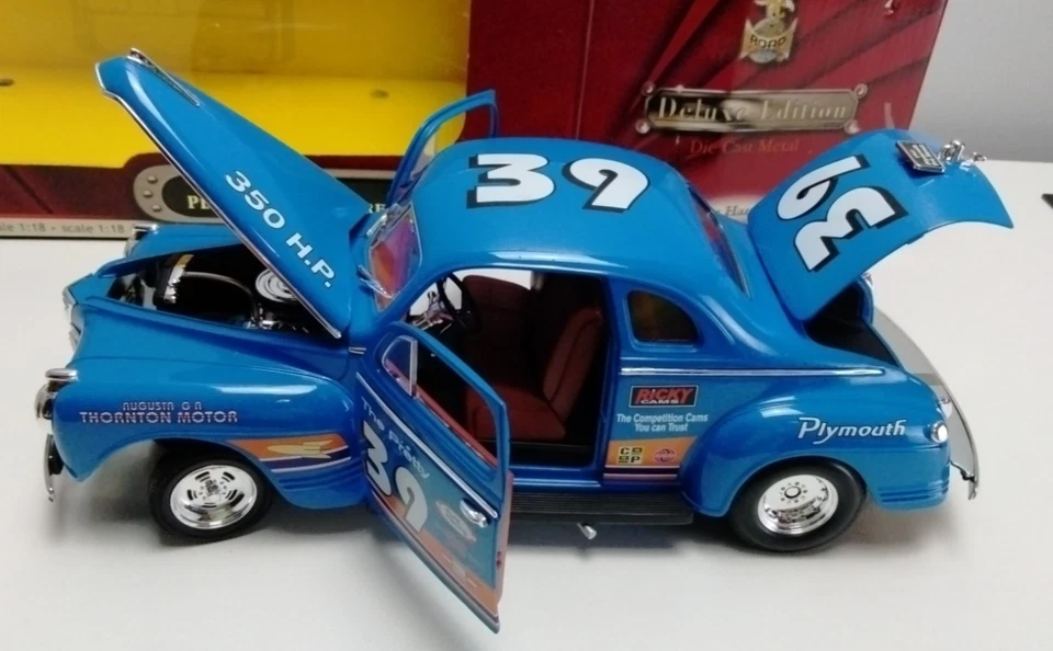 Plymouth Pro Street 1941 diecast escala 1:18 azul #39 edición limitada Road Champ Foto 2 de 4