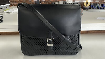 MONTBLANC NORTH SOUTH BLACK CALFSKIN MESSENGER BAG BRIEFCASE 100