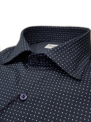 Camicia UOMO cotone slim fit fantasia pois \
