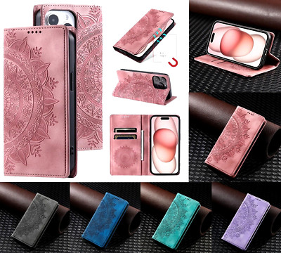 Leder Magnet Flip Wallet Case für iPhone 16 15 14 13 12 11 Pro Max Plus 16e