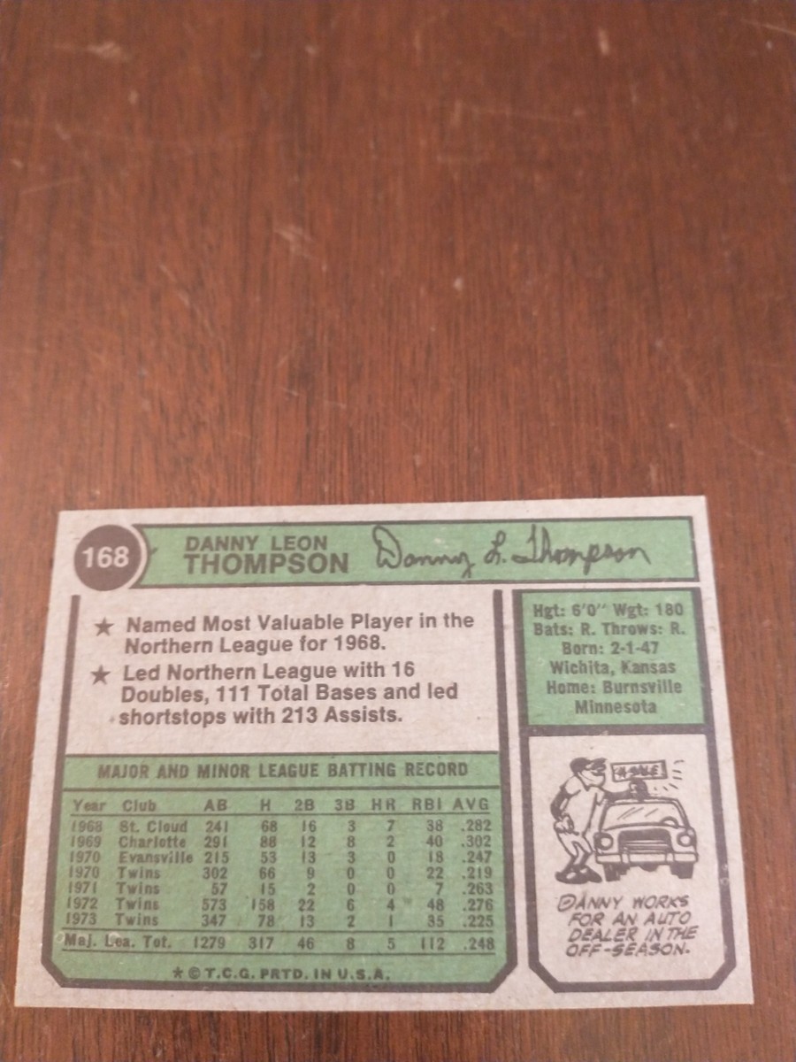 1974 Topps #168 Danny Thompson (EXMT) | eBay