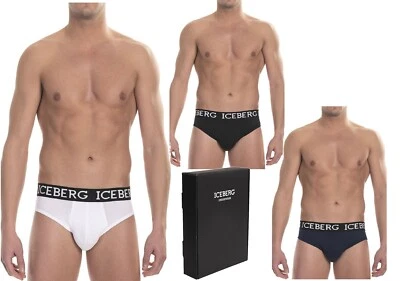 2 pezzi Slip uomo Iceberg in cotone elasticizzato mutande ICE1USP01 M L XL XXL
