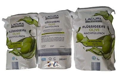 ( 3X2000ml )LACURA Body Flüssigseife Olive Nachfüllpack pH-Hautneutral mit milde