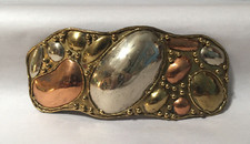 Vintage Signed Luciano Large Belt Buckle - Brutalist Sculpted Mixed Metal