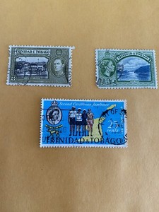 3 Used Trinidad & Tobago Stamps 1938 to 1961