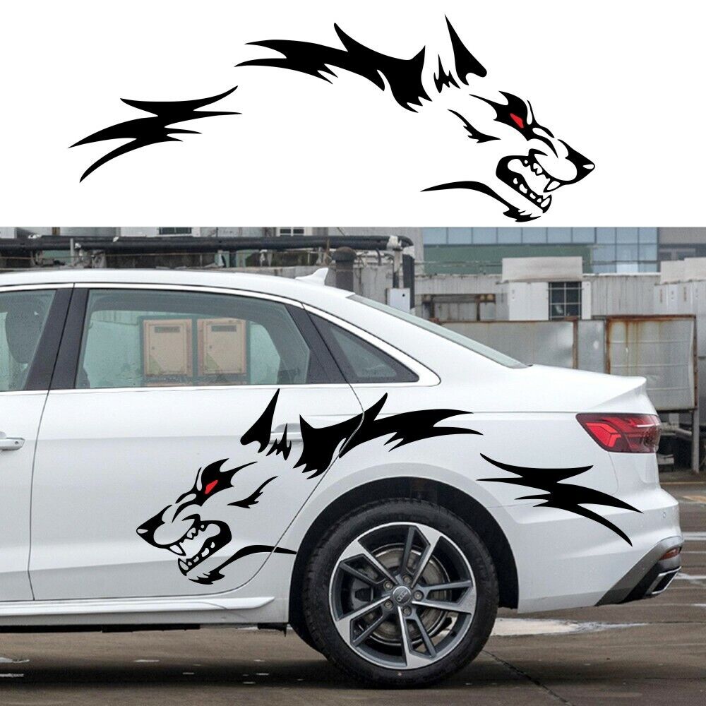 Rear Wheels Vinyl Sticker Racing DIY Car Body Graphics Running Wolf Decal  Black