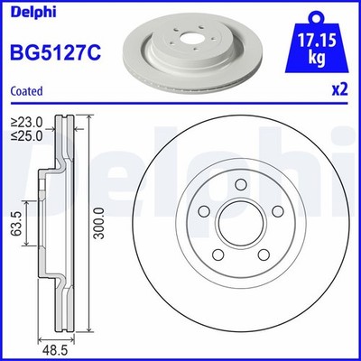 2X BG5127C DELPHI Brake Disc for FORD