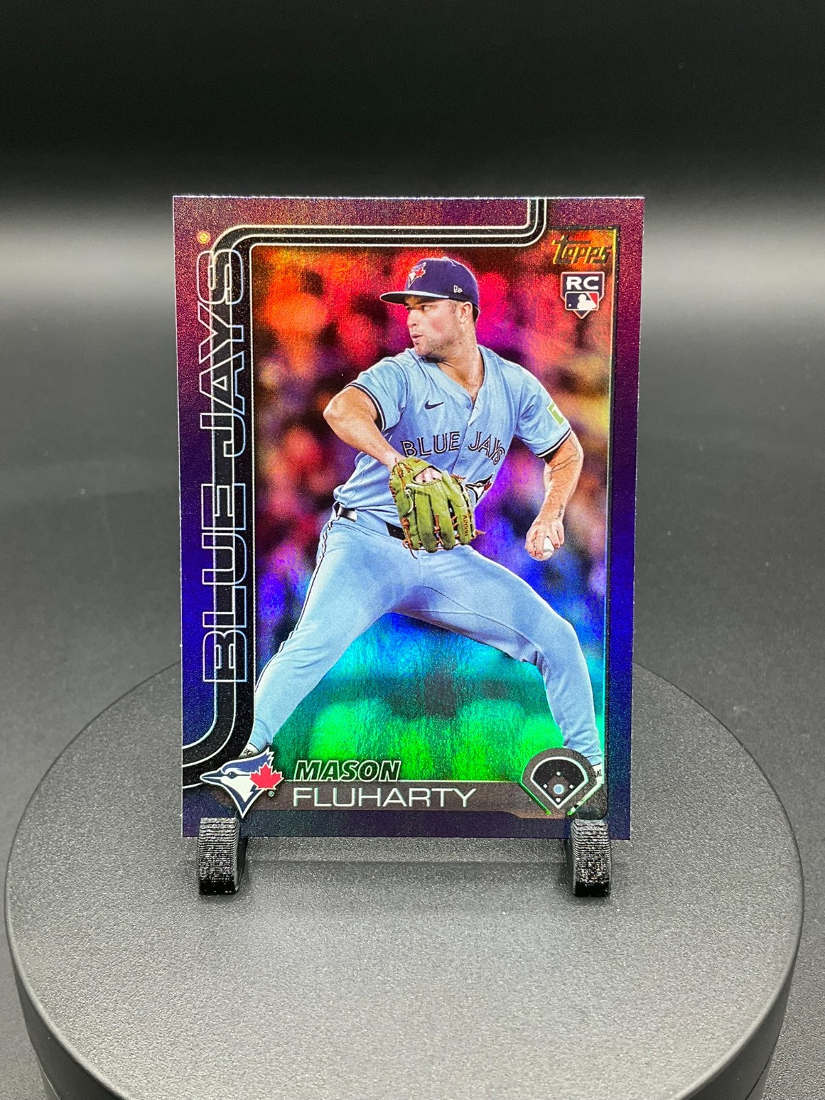 2025 Topps Update US138 Mason Fluharty Blue Jays RC Purple Rainbow Foil /250