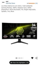 MSI MAG 346CQ - 34-inch 3440 x 1440 UWQHD Curved Gaming Monitor, 180Hz