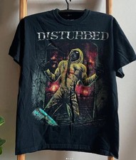 Disturbed 90s Rock band Basic black Graphic Short Sleeve T shirt vtg RS040