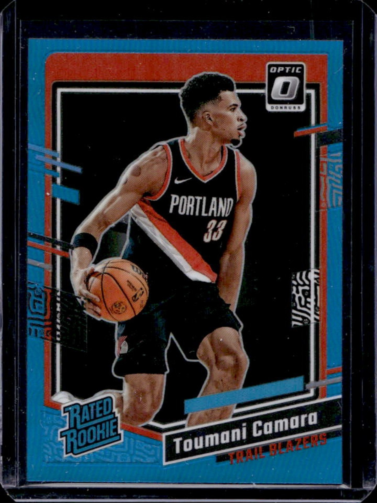 2023-24 Panini Donruss Optic Toumani Camara Aqua Prizm RC Rated Rookie #/249