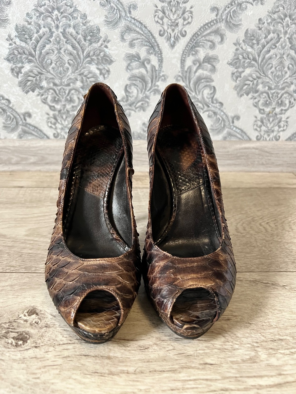CD Python Brown Miss Dior Peep Toe Heels size 36 - image 4