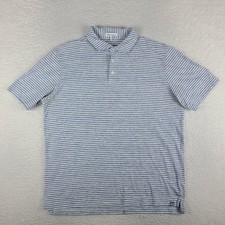 Peter Millar Polo Shirt Mens Large Blue White Striped Performance Short Sleeve