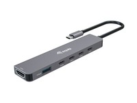 133500 Equip Adapter USB-C->HDMI/4xUSB-C/USB-A 4K/60Hz Aluminium. Digital/Data D