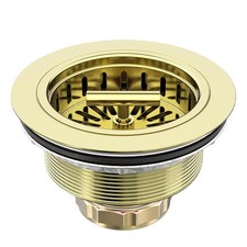 KONE 3-1/2 Inch Kitchen Sink Drain Assembly Stainless Steel Gold Kit with Str...