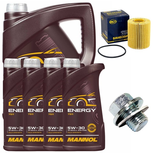 MotoröL Filter Set Mannol 5W-30 API SN/CH-4 9 Liter + Schraube FüR Lexus LS GS-image