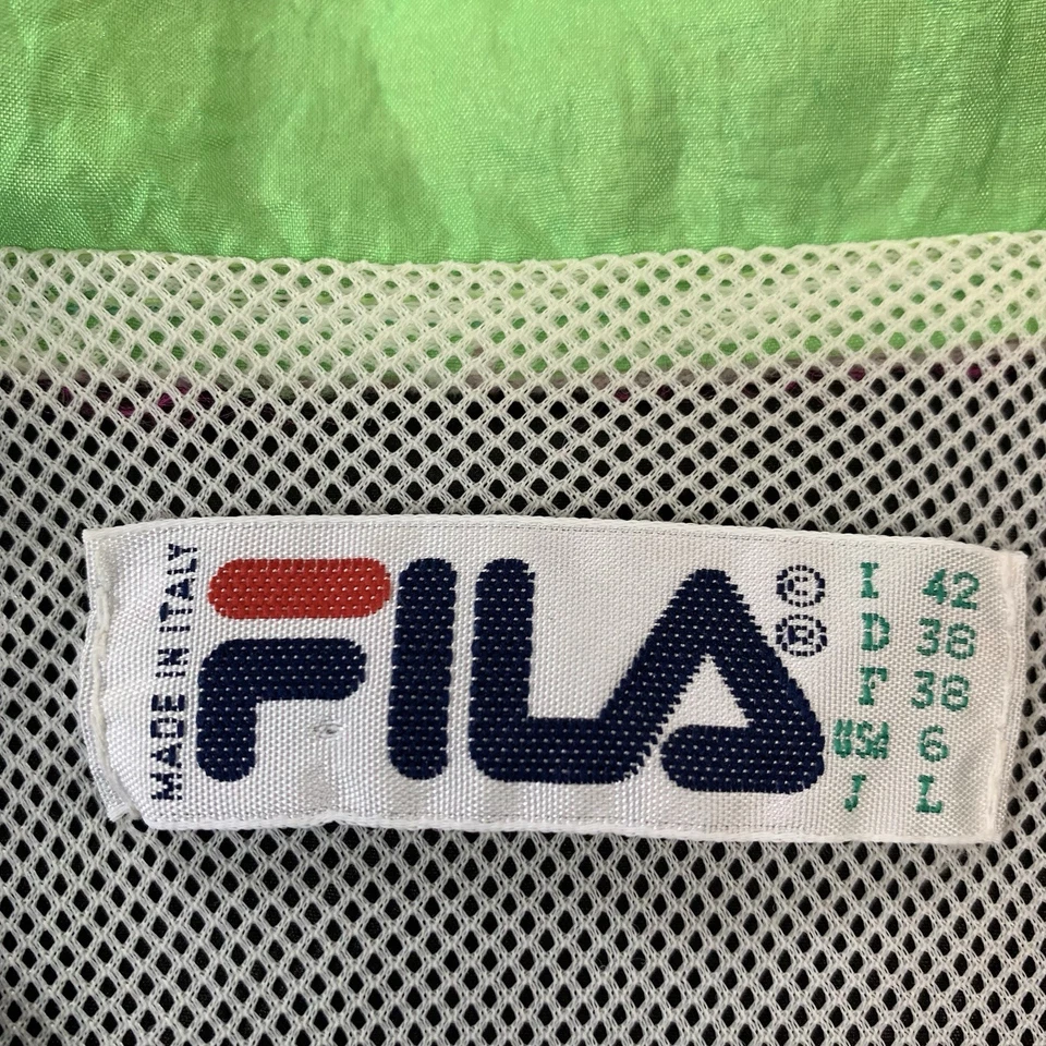 Vintage 80s 90s Fila Active Wear Color Block Windbreaker Jacket Medium Neon - Image 3 of 4
