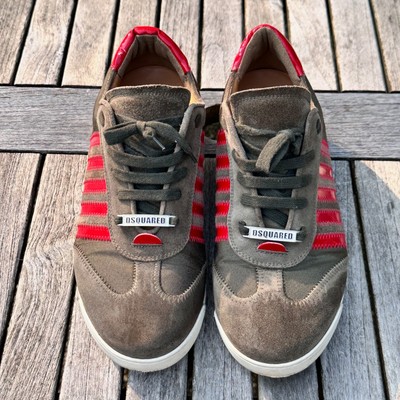 Dsquared2 Sneakers Men Size 44 EU 11 US Green Red Suede Canvas Shoes VGP