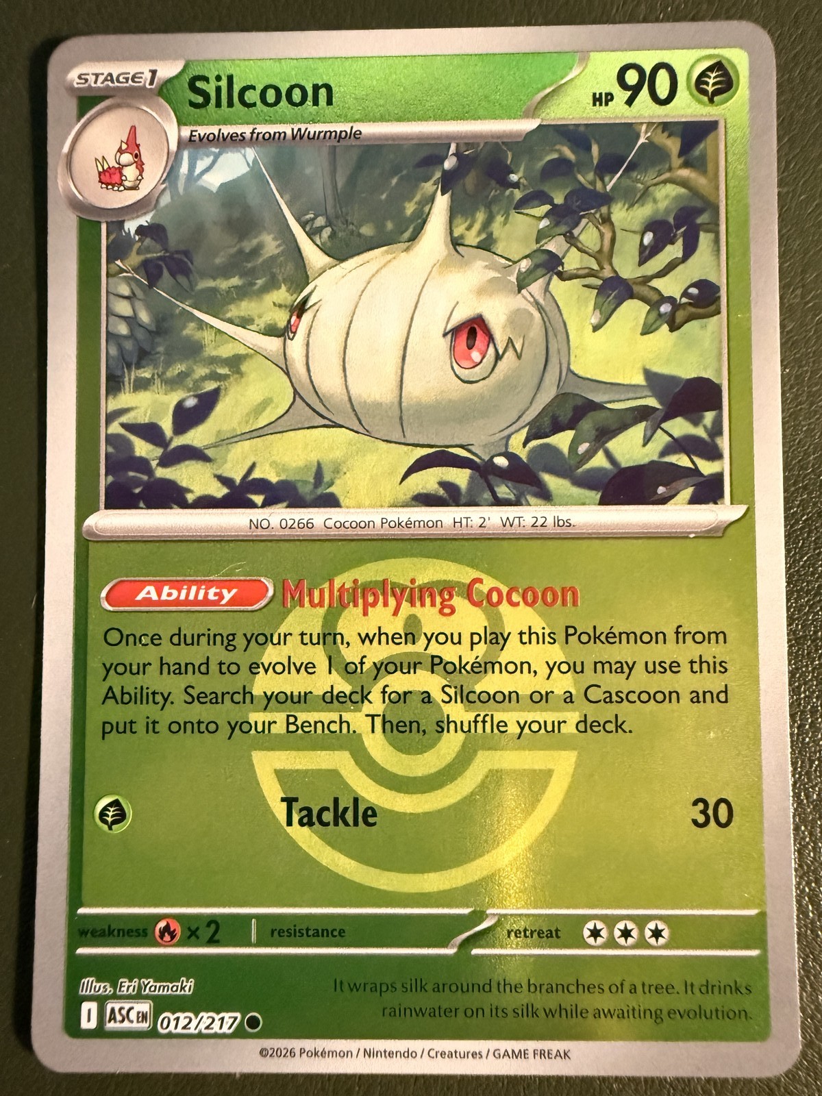 Pokemon TCG Silcoon 12/217 Ascended Heroes ME2.5 Love Ball Reverse Holo NM
