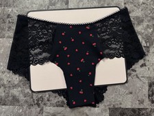 NWT VICTORIA'S SECRET PINK XS RED HEART CHERRY PRINT LACE NO SHOW CHEEKY PANTIES