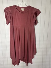 Mia Joy Joyfolie Girls Size 8 Mauve Rose Ruffle Sleeve High Low Dress Boho fall