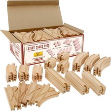 Wooden Train Track 52 Piece Set-18 Feet Of Track Expansion - 5 Distinct Piece...