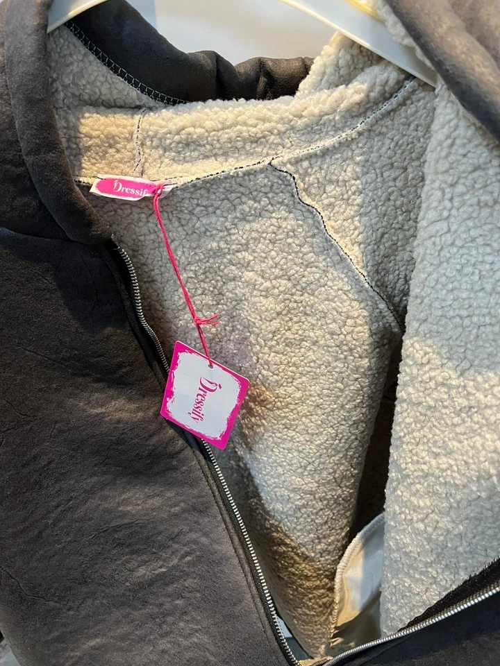 Hoodie Jacke Anthrazit mit Teddyfutter bis Gr. 44 - Bild 2 von 3