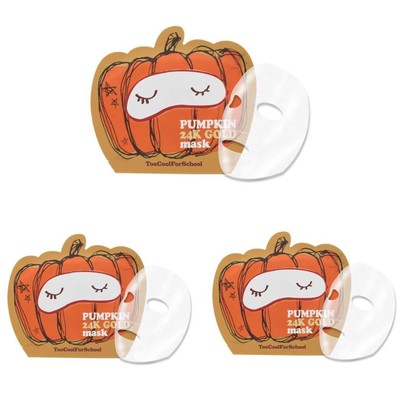 3 Pack x Too Cool For School Pumpkin 24k Gold Sheet Mask 0.88oz / 25g Each