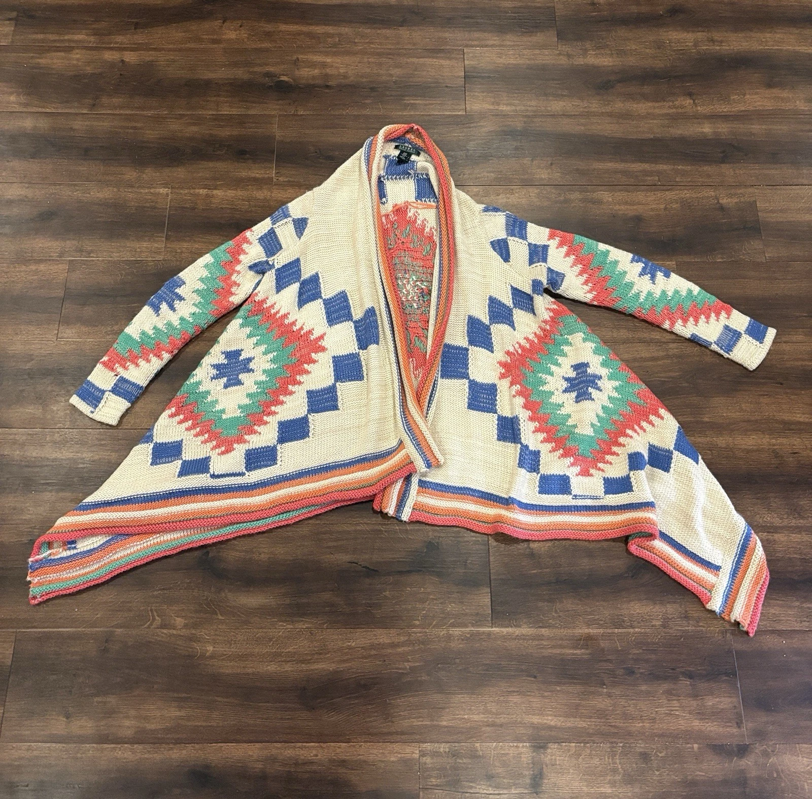 Ralph Lauren Geometric Intarsia Southwestern Style Cardigan Womens Small Medium