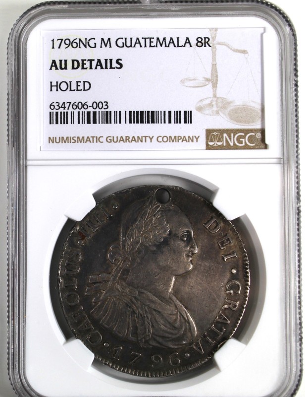 1796 NG-M (GUATEMALA) 8 REALES (SILVER) --AU DETAILS-- NGC--