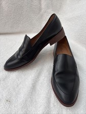 Women  s Madewell The Frances Loafer Shoes Black Leather Pointed Toe Slip On, 7.5